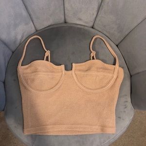 Strapped beige crop top